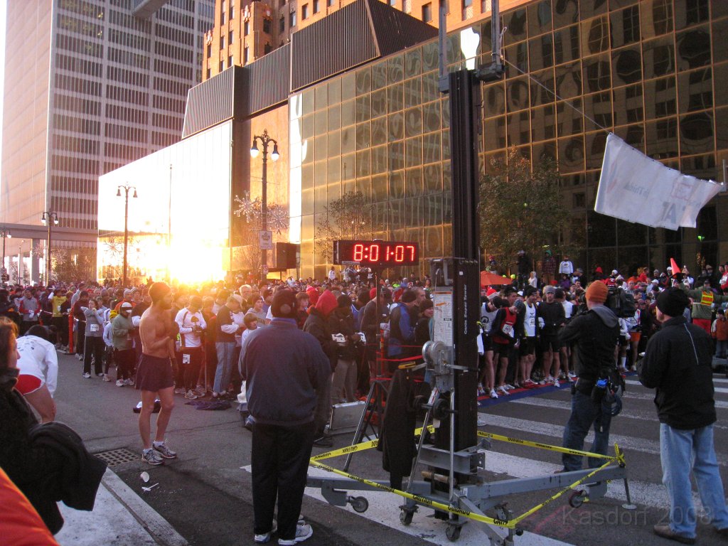 Detroit Turkey Trot 2008 10K 0160.jpg - The Detroit Turkey Trot 10K 2008, the 26th. running. Downtown Detroit Michigan. A balmy 22 degrees that morning. Race time of 58:24 for the 6.23 miles.